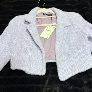 Zara Pastel Tweed Blazer XS